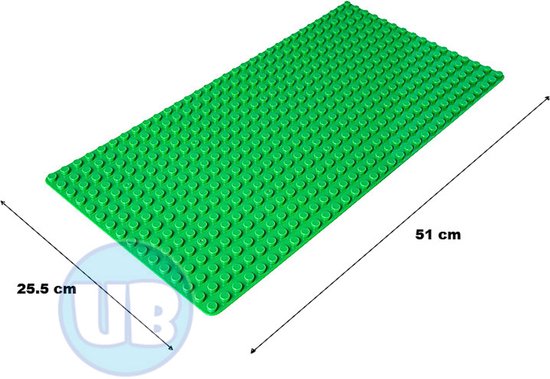 Uniblocks | Bouwplaat donkergroen – 51 x 25,5 cm | bouwplaten geschikt voor Duplo | grondplaten 32x16 noppen | stad | Combineer met DUPLO bouwstenen | bouwblokken van Merkloos