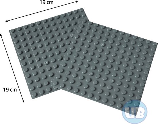 Uniblocks | Bouwplaat grijs - 19 x 19 cm - 2 stuks | 2 stuks | Bouwplaat geschikt voor Duplo |wegen | stad | city | wegplaat | auto’s | combineer met DUPLO wegenplaten | bouwplaten van Uniblocks