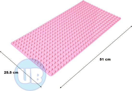 Uniblocks | Bouwplaat lichtroze – 51 x 25,5 cm | bouwplaten geschikt voor Duplo | grondplaten 32x16 noppen | stad | Combineer met DUPLO bouwstenen | bouwblokken van Uniblocks