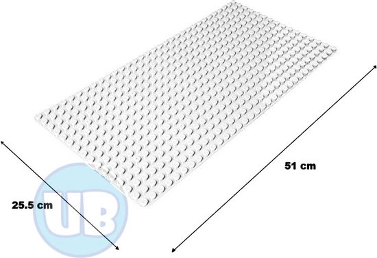 Uniblocks | Bouwplaat wit – 51 x 25,5 cm | bouwplaten geschikt voor Duplo | grondplaten 32x16 noppen | stad | Combineer met DUPLO bouwstenen | bouwblokken van Uniblocks