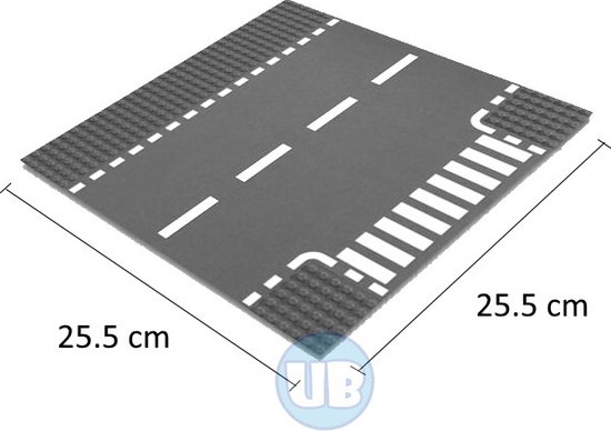 Uniblocks City wegenplaat T-splitsing - 25,5 x 25,5 cm | City wegplaat recht - bocht -Tsplitsing - kruising | combineer met Lego wegenplaten | grondplaten 32x32 noppen | afmeting25, 5 m x 25,5cm |wegen | auto's | Geschikt voor LEGO | wegplaat van Uniblocks