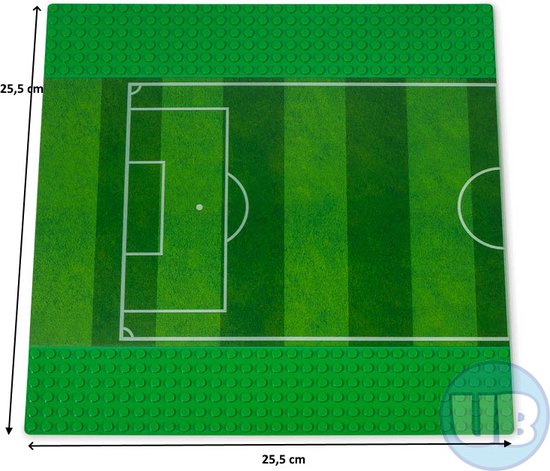 Uniblocks City wegenplaat Voetbalveld - 25,5 x 25,5 cm | City wegplaat recht - bocht -Tsplitsing - kruising | combineer met Lego wegenplaten | grondplaten 32x32 noppen | afmeting25, 5 m x 25,5cm |wegen | auto's | Geschikt voor LEGO | wegplaat van Uniblocks