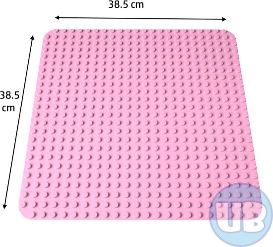 Uniblocks | Grote bouwplaat lichtroze - 38,5 x 38,5 cm | bouwplaten geschikt voor Duplo | grondplaten 32x24 noppen | | stad | Combineer met DUPLO bouwstenen | bouwblokken van Merkloos