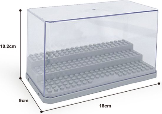 VAEM Display Vitrine Box geschikt voor LEGO Minifigs - Minifigures -Showcase Box - 18cmx9cmx10cm kleur Grijs van Merkloos