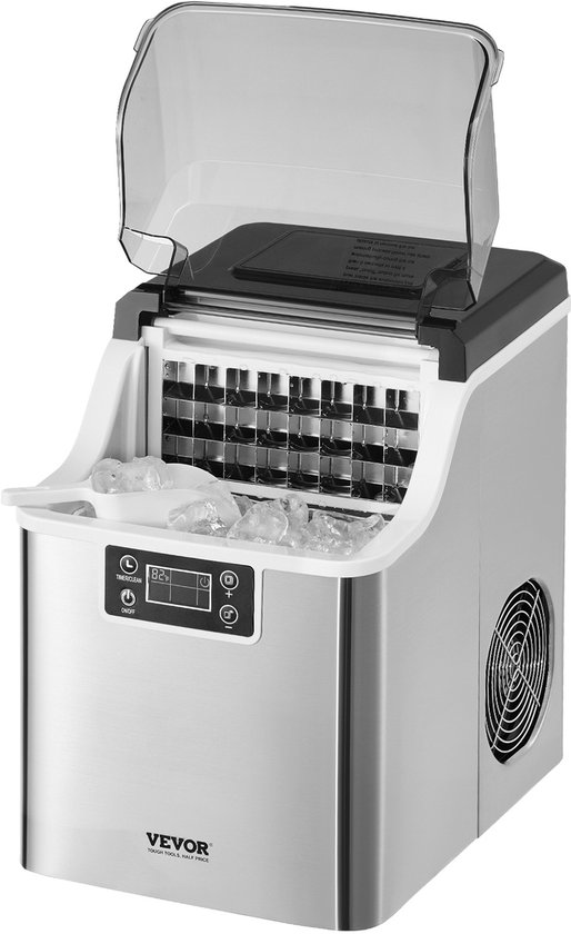 VEVOR Ijsmachine Ijsblokjesmachine 20,4KG/24U Zelfreinigend met Schepmand van VEVOR
