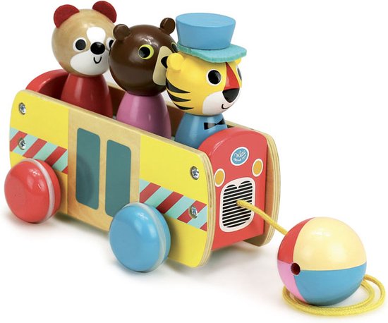 Vilac - Houten trein trekspeeltje met vormendoos van Vilac