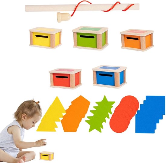 Vormsorteer Speelgoed - Houten Blokken - Creatief Leren - Bevordert Fijne Motoriek - 22.5 cm - Multicolor van Merkloos