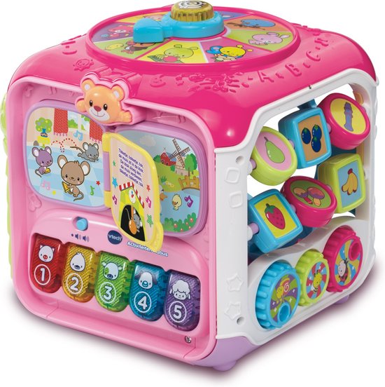 VTech Baby Activiteiten Kubus - Educatief Babyspeelgoed - Dieren, Cijfers en Kleuren - Cadeau - Van 9 tot 36 Maanden - Roze van VTech