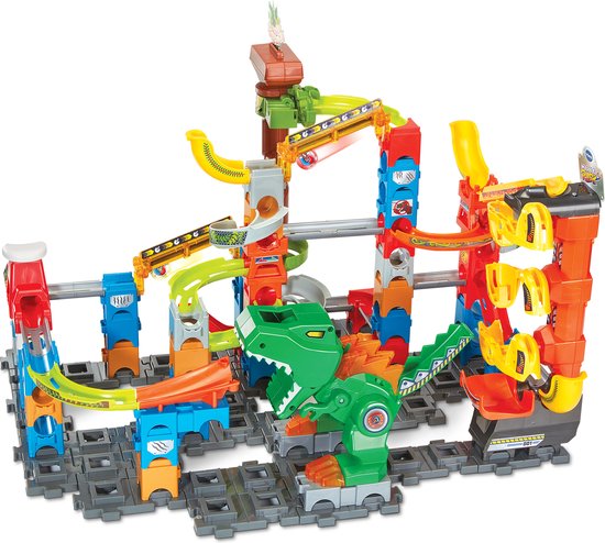 VTech Marble Rush Dino Adventures Magnetic Set XL400E Knikkerbaan - Dinosaurus Speelgoed - Inclusief Elektronische Lift en Magnetische Elementen - Speelgoed vanaf 4 Jaar van VTech