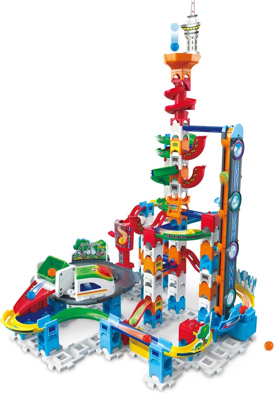 VTech Marble Rush Super Sky Tower Set XL300E Knikkerbaan - 143 Onderdelen - Incl. 10 Knikkers met Licht- en Geluidseffecten - Cadeau - Speelgoed Vanaf 4 Jaar van VTech