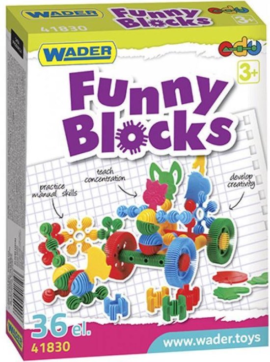 Wader Bouwblokken Funny Blocks 36-delig van Merkloos