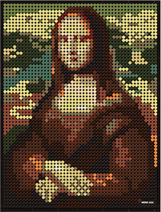 Wange Mona Lisa - Leonardo da Vinci - Kunst - Schilderij - Pixels / Pixelart / Pixelkunst - Bouwset - 3262 bouwsteentjes van WANGE