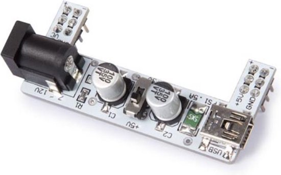 Whadda Voedingsmodule Voor Breadboard 2-kanalen 3,3/5v Staal van Merkloos