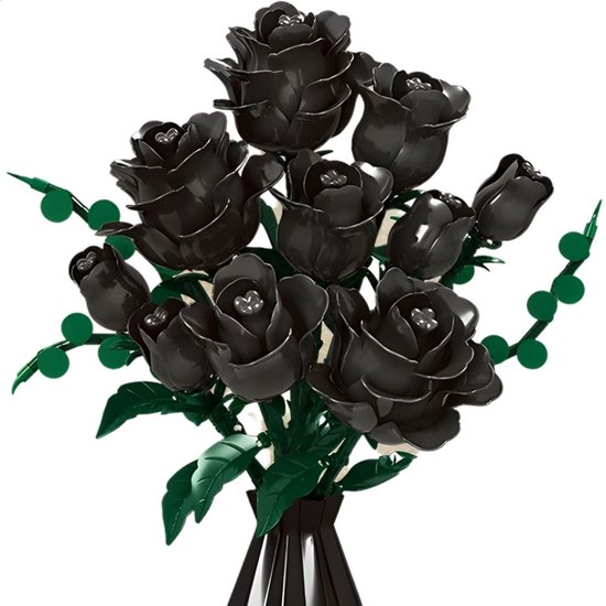Woma 11157 Zwarte Rozen Bloemen Boeket bouwset | Botanical Flowers 2026 modelbouw | Classic Creator bonsai speelgoed bouwpakketten voor volwassenen & kinderen | DIY icons kunstbloemen bloemenpracht geschikt voor Lego | bouwdoos met 443 bouwstenen van Merkloos