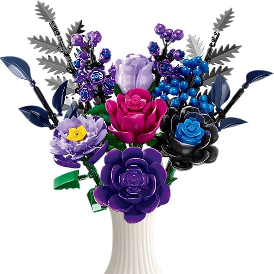 Woma 11542 Paarse Rozen Bloemen Boeket bouwset | Botanical Flowers Collection 2026 modelbouw | Classic Creator speelgoed bouwpakketten voor volwassenen & kinderen | DIY icons kunstbloemen bloemenpracht geschikt voor Lego | bouwdoos met 759 bouwstenen van WOMA