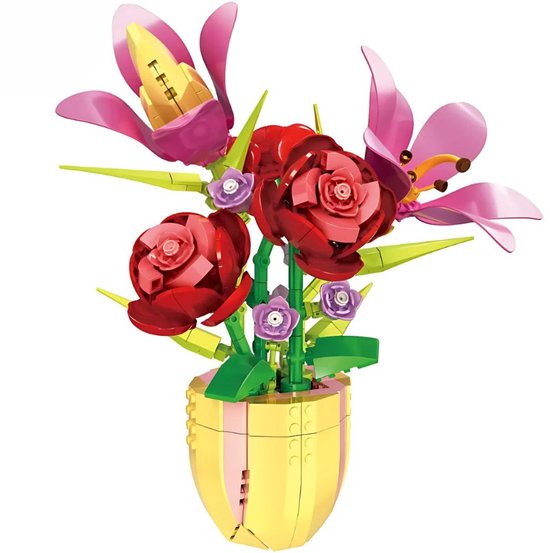 Woma - Rozen & lelies bloemen | Botanical Flowers Collection | Classic Creator STEM speelgoed bloemenboeket bouwpakket | Compatibel met lego mould king | Icons modelbouw bloemenpracht volwassenen & kinderen | kunstbloemen | 450 bloks cadeau voor haar van WOMA