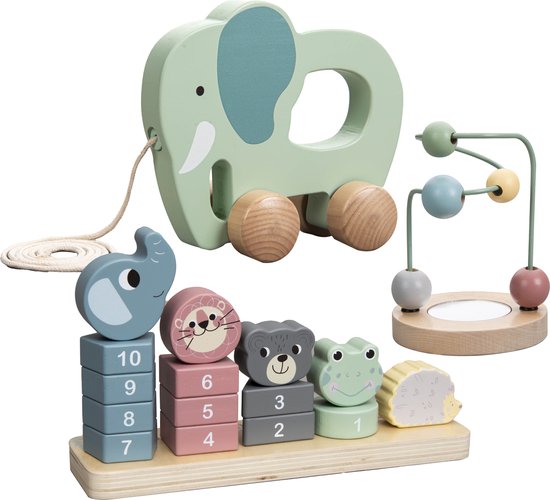 Wood'n Buddy Leerzaam Houten Speelgoed Trio - Montessori Speelgoed voor Kinderen Stimulerend voor de Motoriek van Wood'n Buddy
