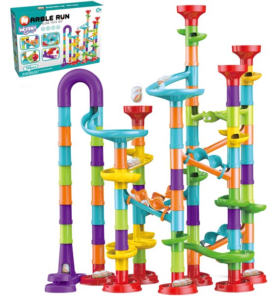 Woopie Knikkerbaan 113 stuks - Knikkerbanen- 20 knikkers - Speelgoed van Merkloos