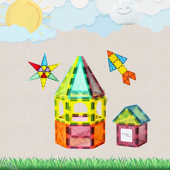Xanna Magnetisch Speelgoed - Magnetic Tiles - Bouwspeelgoed - 38 Stuks - Bouwblokken - Magna tiles - Magneten Speelgoed - Magnetische Tegels - Bouwstenen - Montessori Speelgoed - Educatief Speelgoed - Jongens & Meisjes - Sinterklaas van Xanna