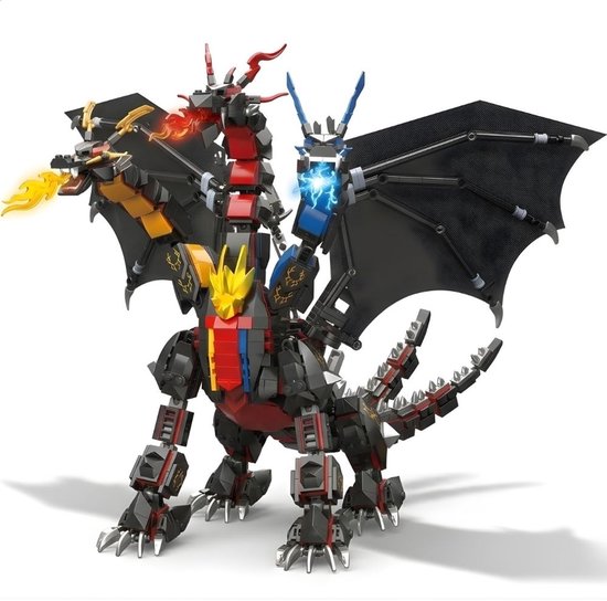 Zhe Gao 662035 3 in 1 Koppige middeleeuwse draak bouwset | World of dragons modelbouw | Educatief creator jurassic dinosaurus speelgoed bouwpakketten voor kinderen & volwassenen | Onderdelen niet compatibel met lego | Bouwdoos met 1400 bouwstenen van Merkloos