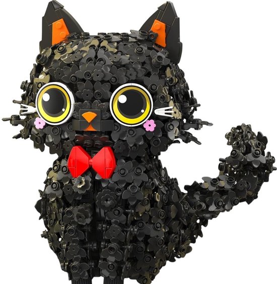 Zhe Gao 662036 Bloemen Kawaii Geluks Kat bouwset | Botanical Bonsai Flowers collection | Classic educatief creator speelgoed bloemenpracht bouwpakketten voor kinderen & volwassenen | Niet compatibel met Lego | Bouwdoos met 1651 bouwstenen van Merkloos