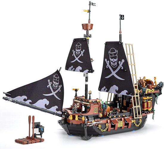 Zhe Gao - Classic Piratenschip bouwset | Caribbean Adventure Modelbouw | Educatief Creator STEM speelgoed bouwpakketten voor kinderen en volwassenen | Boat of the pirates | DIY piraten boot niet compatibel met lego | Bouwdoos met 1328 bouwstenen van Merkloos