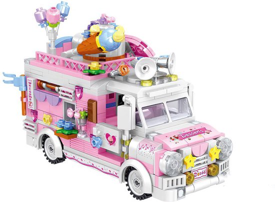 Zhe Gao Dessert trolley | City & Friends Adventure | Retro donut truck | Classic Creator STEM speelgoed bouwpakket | niet compatibel met lego mega bloks | Kermis & Pretpark Auto Foodtruck modelbouw voor kinderen & volwassenen | 593 bouwstenen van Zhe Gao