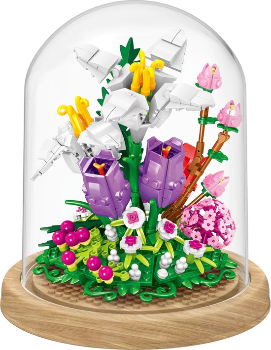 Zhe Gao Tulpen Bloemenboeket in Stolp | Botanical Flowers Collection | Classic Creator STEM speelgoed bloemen bouwpakket | niet compatibel met andere merken | Kunstbloemen modelbouw bloemenpracht voor volwassenen & kinderen | 545 bloks van Zhe Gao