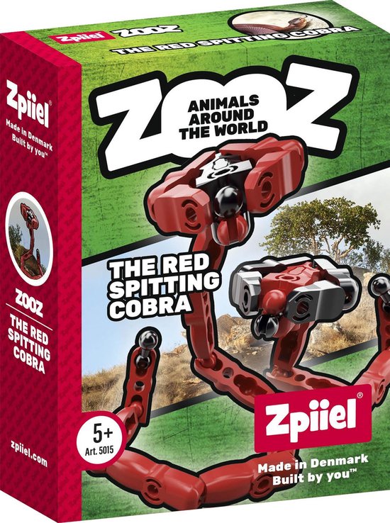 Zpiiel - ZooZ Red Spitting Cobra - Constructiespeelgoed - Unieke bouwelementen met kogelgewrichten - Creatief spelen - Fijne motoriek van Zpiiel